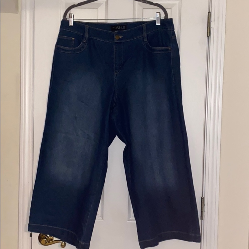 ELOQUII DENIM WIDE LED KNICKERS